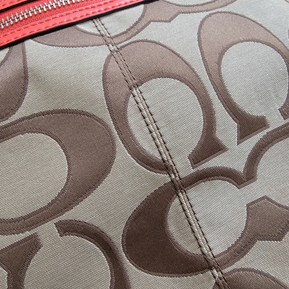 Coach Brown and Red Signature Tote Bag - Picture 7 of 8